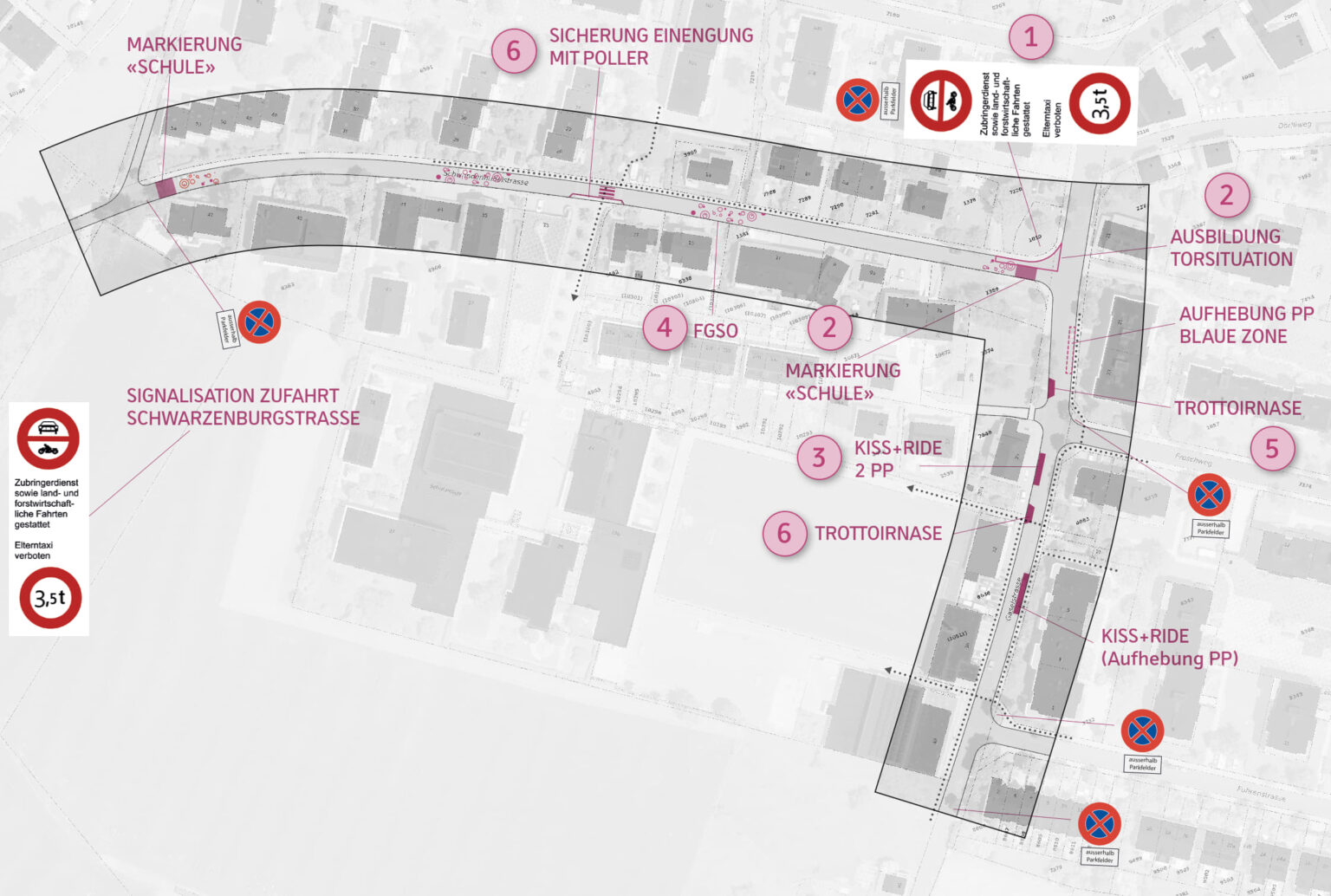 Massnahmen zur Verkehrsreduktion, Lenkung und Sensibilisierung im Schulumfeld