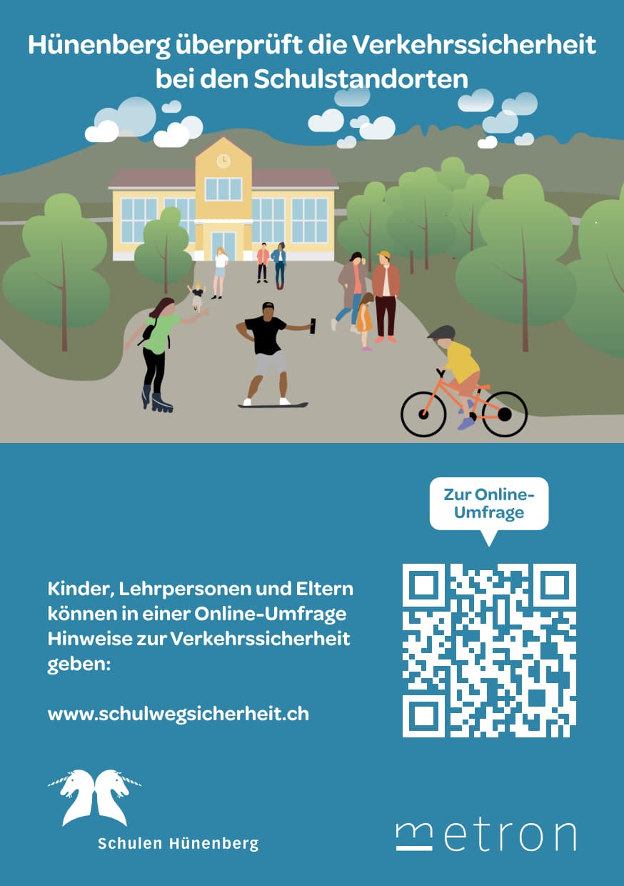 Flyer Onlineumfrage Schulwegsicherheit Hünenberg