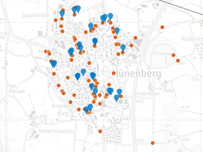 Übersichtskarte der gemeldeten Gefahrenstellen