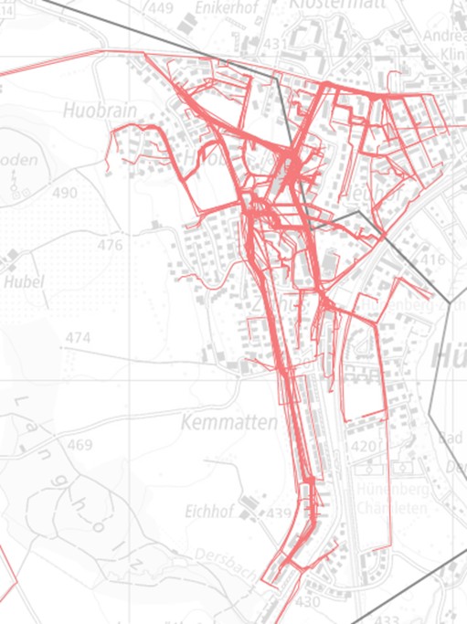 Übersichtskarte der online eingetragenen Schulwege